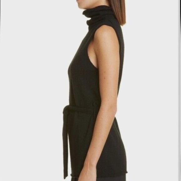 Vince Wool & Cashmere Sleeveless Belted Tunic Sweater in Black L - Picture 3 of 12